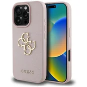 Guess Ovitek Guess Grained Big 4G Logo Small Classic Logo za iPhone 16 Pro roza