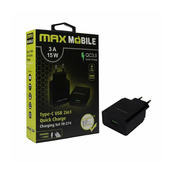 Kućni punjač MAXMOBILE set 2U1 Q.C. 3.0 USB+ TYPE C, 3A,15W