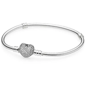 Pandora Srebrna zapestnica z bleščečim srcem 590727CZ (Dolžina 16 cm)