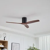 Lucande stropni ventilator Vindur, črn, les, DC, tih - Dnevna soba/jedilnica - Sodobni - črna, orehova - Kovina