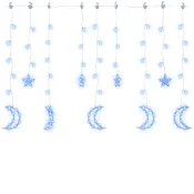 Vidaxl Okrasne lučke zvezde in lune z daljincem 345 LED lučk modre
