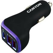Canyon C-08 Avto Polnilec 3xUSB PD18W - Črna