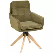 STOLICA S NASLONOM ZA RUKE zelena drvo, metal, tekstil