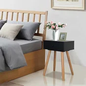 Nocni Ormarici 2 kom Masivna Borovina 40x30x61 cm Crni