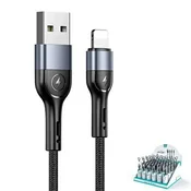 USAMS pleteni kabel U55 2A lightning 1 kos za komplet U55 črno/črno 1m SJ448ZJ01 (US-SJ448) SJ448USBSG01
