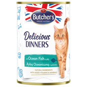 Ekonomično pakiranje Butchers Delicious Dinners za mačke 48 x 400 g - S morskom ribom
