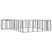 Vidaxl Pasja ograda s 30 paneli črna 50x100 cm prašno barvano jeklo