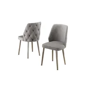 Hanah Home set trpezarijskih stolica Leja 6 kom, siva tkanina Babyface, hromirane metalne noge