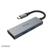 ADA Akasa USB Type-C 4-u-1 HUB - HDMI - AK-CBCA19-18BK
