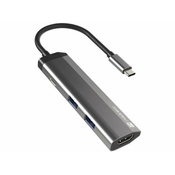 NATEC adapter/USB hub Fowler slim, Plug&Play, siv