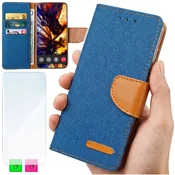 shumee Denarnica za Xiaomi 17 - Modro platneno ohišje + STEKLO