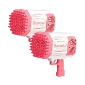 JOJOY Pištola za milne mehurčke, Pihanje mehurčkov, 69 lukenj, Barvne LED luči BUBBLEPUFF Roza(1+1 Gratis) | B2UBBLEPUFF
