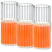 shumee Wilmax kozarci za pitje z žlebljenim steklom, komplet 6 kosov, 200 ml, kozarci za vodo, sok, limonado, čaj, ledeno kavo, koktajle, kozarci za vodo, sok, primerno za pomivanje v pomivalnem stroju