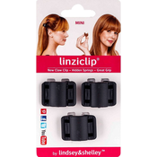 LinziClip Mini Štipaljka za kosu, crni baršun, 3 komada