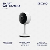 DELTACO SMART HOME WiFi Kamera s Detekcijom Pokreta i Dvosmjernim Zvukom, 2MP, IR Noćni Vid, ONVIF