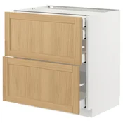 METOD / MAXIMERA Pod.orm.2front/2dnj/1srd/1vis.fiok, bela/Forsbacka hrastovina, 80x60 cm
