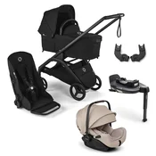 Bugaboo Dragonfly travel+ Otter Desert Taupe Melange, BLACK/MIDNIGHT BLACK - MIDNIGHT BLACK, komplet 4v1