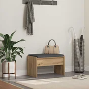 vidaXL Haldna klop z blazino Umetni hrast 60 x 38 x 46 cm