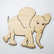 Podmetac za caše - Životinjski motiv - slon (dekupaž na drvu)