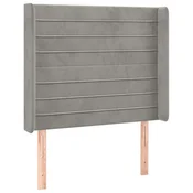 Vidaxl Vzglavje z ušesi svetlo sivo 93x16x118/128 cm žamet