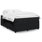 vidaXL Box spring posteljni z vzmetnico črn 140x190 cm žamet