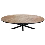 Casa Padrino luxury solid wood dining table natural/black 240 x 100 x H. 76 cm - Oval solid wood kitchen table - Dining room furniture - Solid wood furniture - Luxury furniture