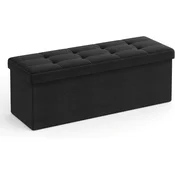 Zložljiva klop s prostorom za shranjevanje, 38 x 110 x 38 cm, črna | SONGMICS