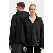 Pulover Rains Safi Fleece Hood Jacket T1 črna barva, s kapuco, 21900