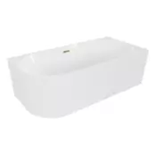 Mexen Gia prostostoječa vogalna rebrasta kopalna kad desna 150 x 75 cm, bela sijaj, zlati preliv - 52701507500P-50