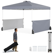 COSTWAY Zložljiv paviljon z 2 stranskima stenama Vrtni šotor 300 x 300 cm, (5000163277)