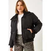 Bianco Lucci Womens Camisole Collar Detailed Puffer Jacket with Zipper Pockets 2640
