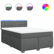 Vidaxl Box spring posteljni z vzmetnico temno siv 140x190 cm blago