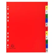 Kazalo, plastično, A4+, 1–12, EXACOMPTA, barvno