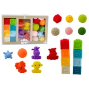 LEAN TOYS Mehki gradbeni bloki za kopanje, 20 kosov, živali, oblike