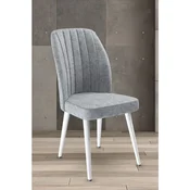 Hanah Home set trpezarijskih stolica Platinum 8 kom, siva tkanina Jerry, bele metalne noge