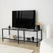 Hanah home TV Komoda Basic Tamnosivo-Crna