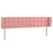 Vidaxl Vzglavje z ušesi roza 203x23x78/88 cm žamet
