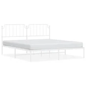 Vidaxl Kovinski posteljni okvir z vzglavjem bel 183x213 cm