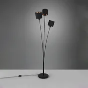 Reality Leuchten Talna svetilka Tommy, črna/zlata, višina 150 cm, 3-svetlobna tkanina - Dnevna soba/jedilnica - Sodobni - črna mat, zlata - Kovina