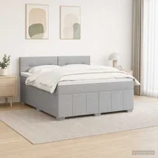 vidaXL Postelja boxspring z vzmetnico Svetlo siva 180 x 200 cm Blago