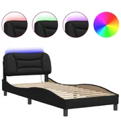 Vidaxl Posteljni okvir z LED brez vzmetnice Hvar črn 90x190 cm