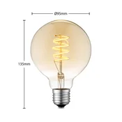 LED-žarnica Lucande E27 G95 4 W 2.700 K, z možnostjo regulacije svetlosti, - jantar - Steklo