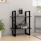 Ormaric za knjige s 2 razine sivi 60x30x70 cm masivna borovina