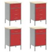 vidaXL vidaXL 10-delni delovni omar in pegboard set rdečega MDF ter kovine, (22047373)