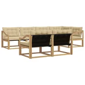 Set vanjskih sofa s jastukom 7 pcs Bijela i bež