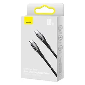 BASEUS Izdržljiv fleksibilni USB-C kabel za brzo punjenje 100 W 1 m crne boje