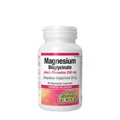 Natural Factors – Magnezijev bisglicinat 100 mg plus L-teanin 250 mg, 90 kapsul