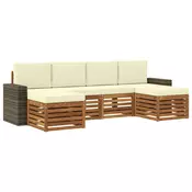 Setovi sofa 6 pcs Prirodna i krem Cvrsto drvo akacije