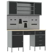 vidaXL vidaXL 7-delni delovni kabinet in pegboard set črna MDF in kovina, (22047380)