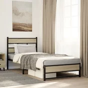 shumee vidaXL Kovinski posteljni okvir, brez vzmetnice, hrast sonoma, 75x190 cm